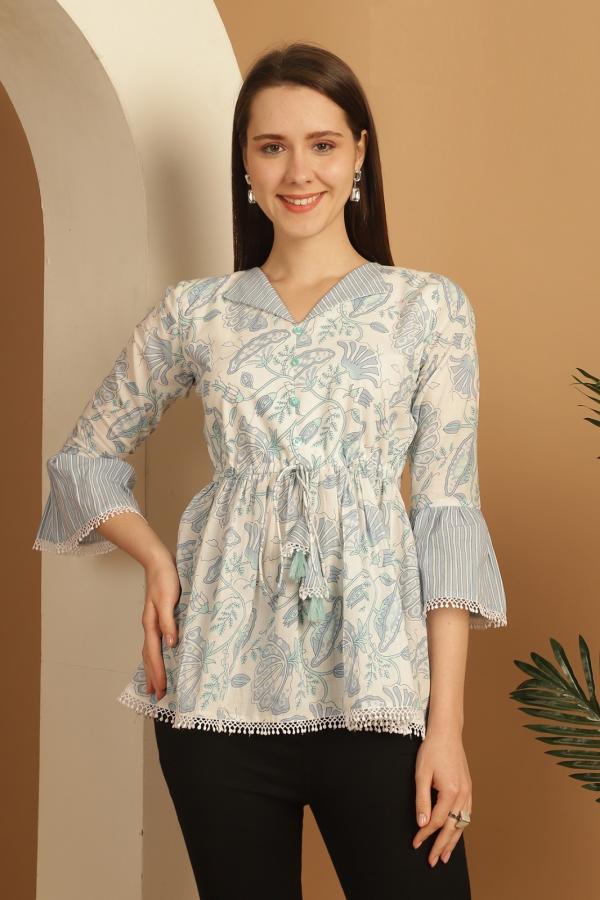 Trendy Zeenat Cambric Cotton Printed Tops Collection